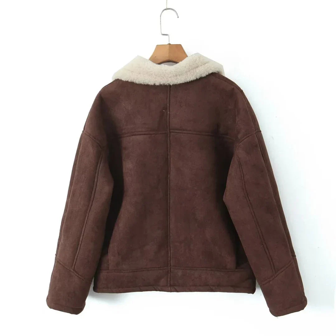 Notch-Lapel Oversized Winter Coat with Button-Through Front – view 2