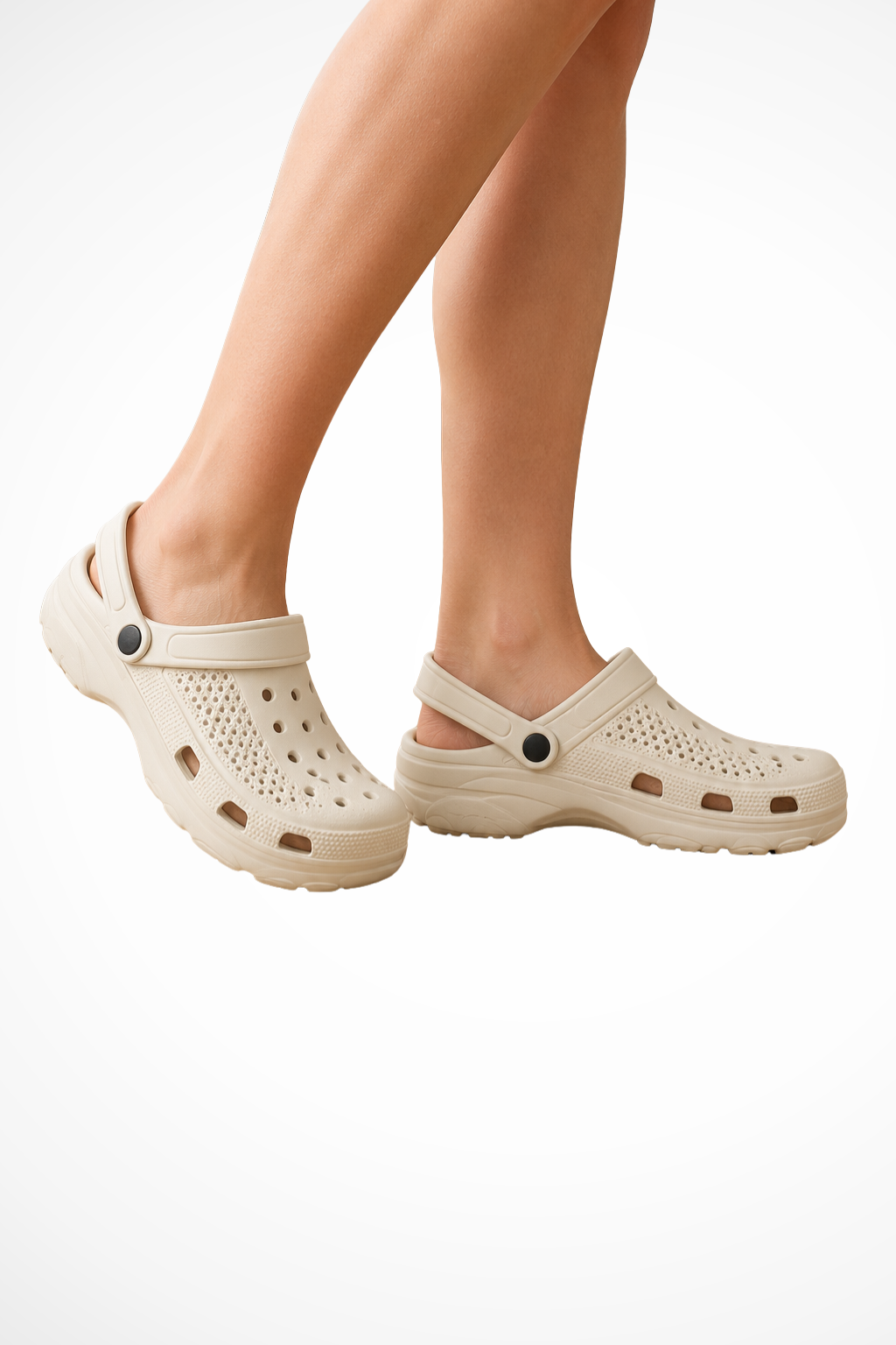 Women's beige slip-resistant clogs closed toe comfort shoes