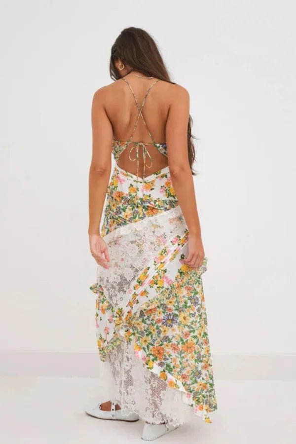 Rachel | Maxi Dress Ruffle Plunging Neckline Floral 2