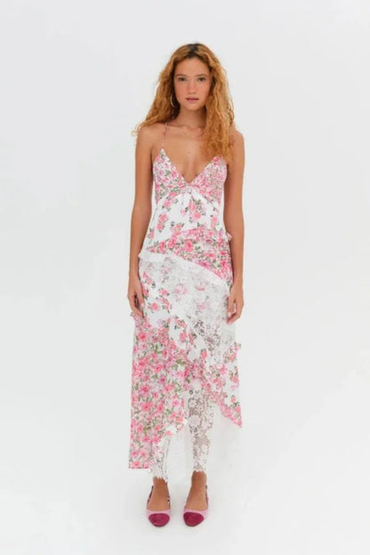 Rachel | Maxi Dress Ruffle Plunging Neckline Floral 4