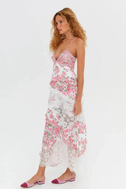 Rachel | Maxi Dress Ruffle Plunging Neckline Floral 5