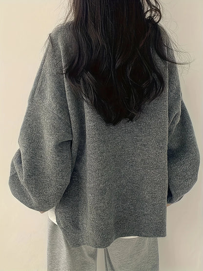 Women's Drop-Shoulder Sweater, Relaxed Winter Knit Top