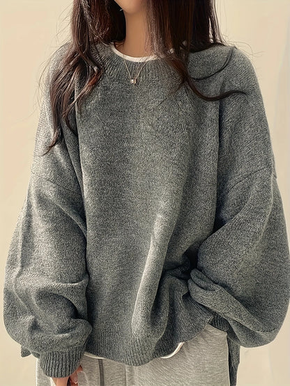 Women's Drop-Shoulder Sweater, Relaxed Winter Knit Top
