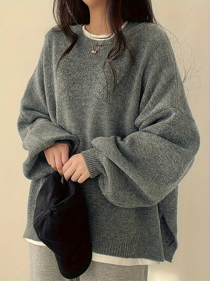 Women's Drop-Shoulder Sweater, Relaxed Winter Knit Top