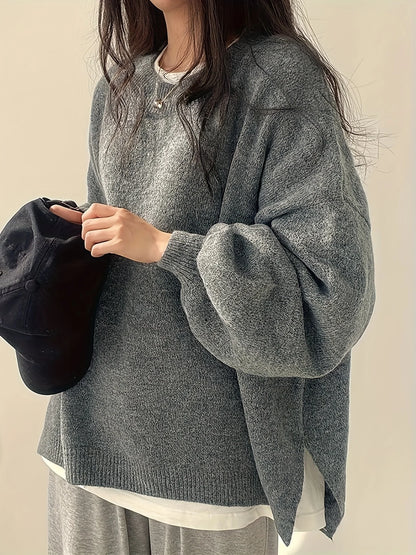 Women's Drop-Shoulder Sweater, Relaxed Winter Knit Top