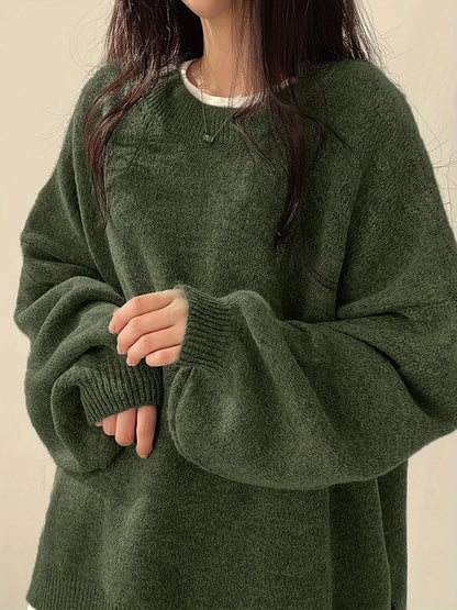 Women's Drop-Shoulder Sweater, Relaxed Winter Knit Top