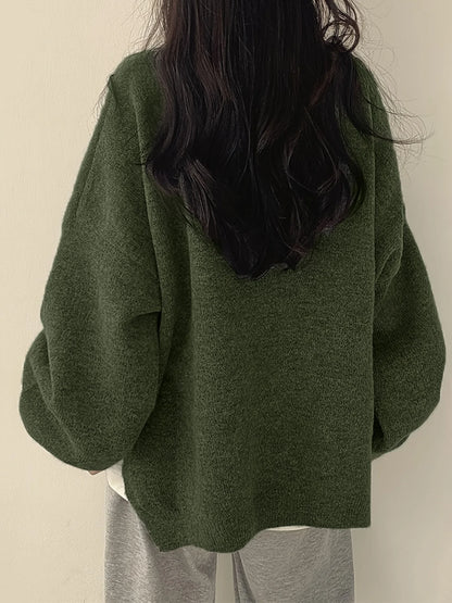 Women's Drop-Shoulder Sweater, Relaxed Winter Knit Top