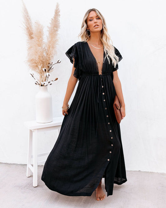 Rachel | Womens Dress Boho Button Maxi Summer 0