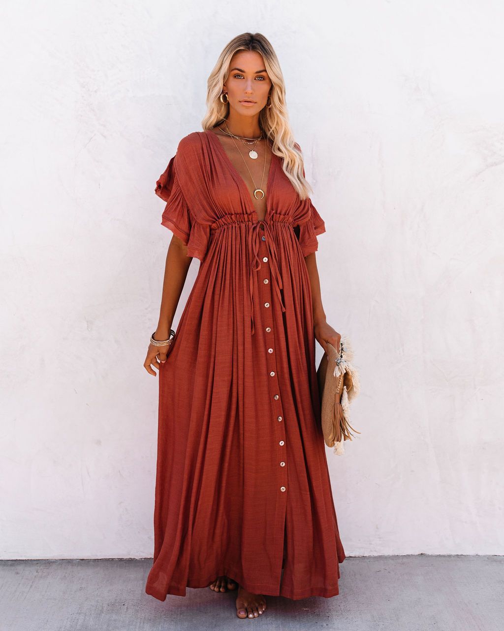 Rachel | Womens Dress Boho Button Maxi Summer 3