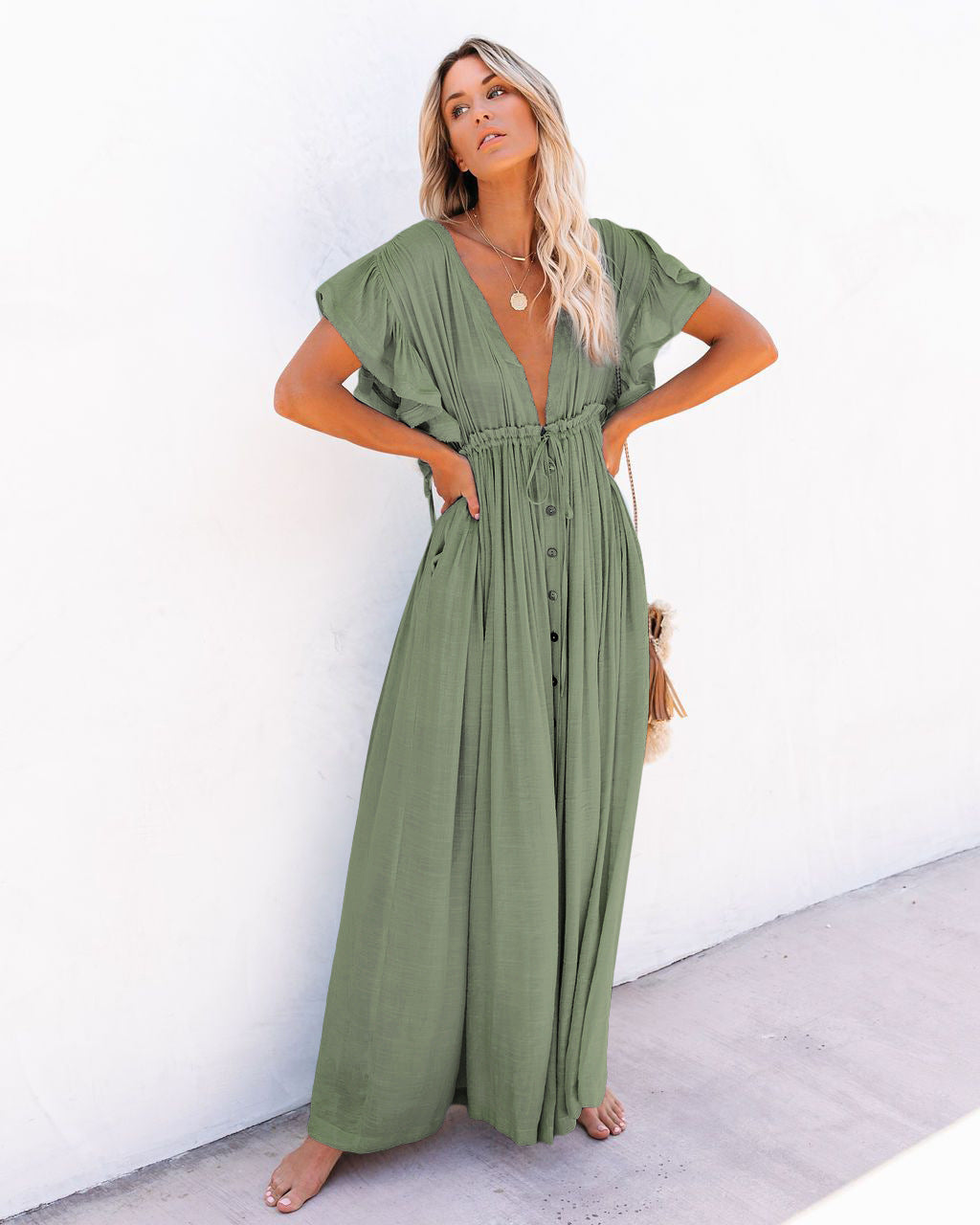 Rachel | Womens Dress Boho Button Maxi Summer 4