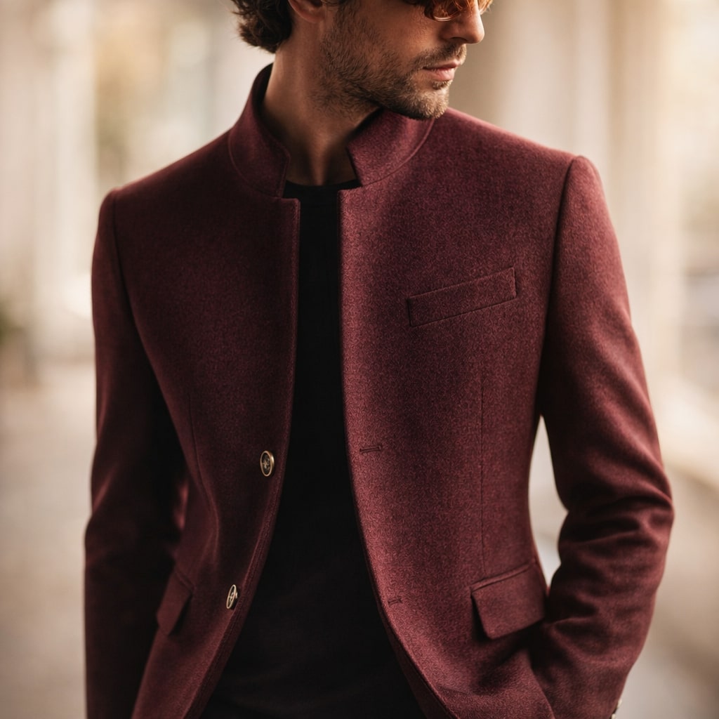 Notch-Lapel High-Neck Longline Winter Coat with Button Front – view 4