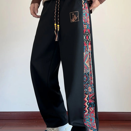 Men's Wide-Leg Trousers, Heritage Trim Drawstring Pants