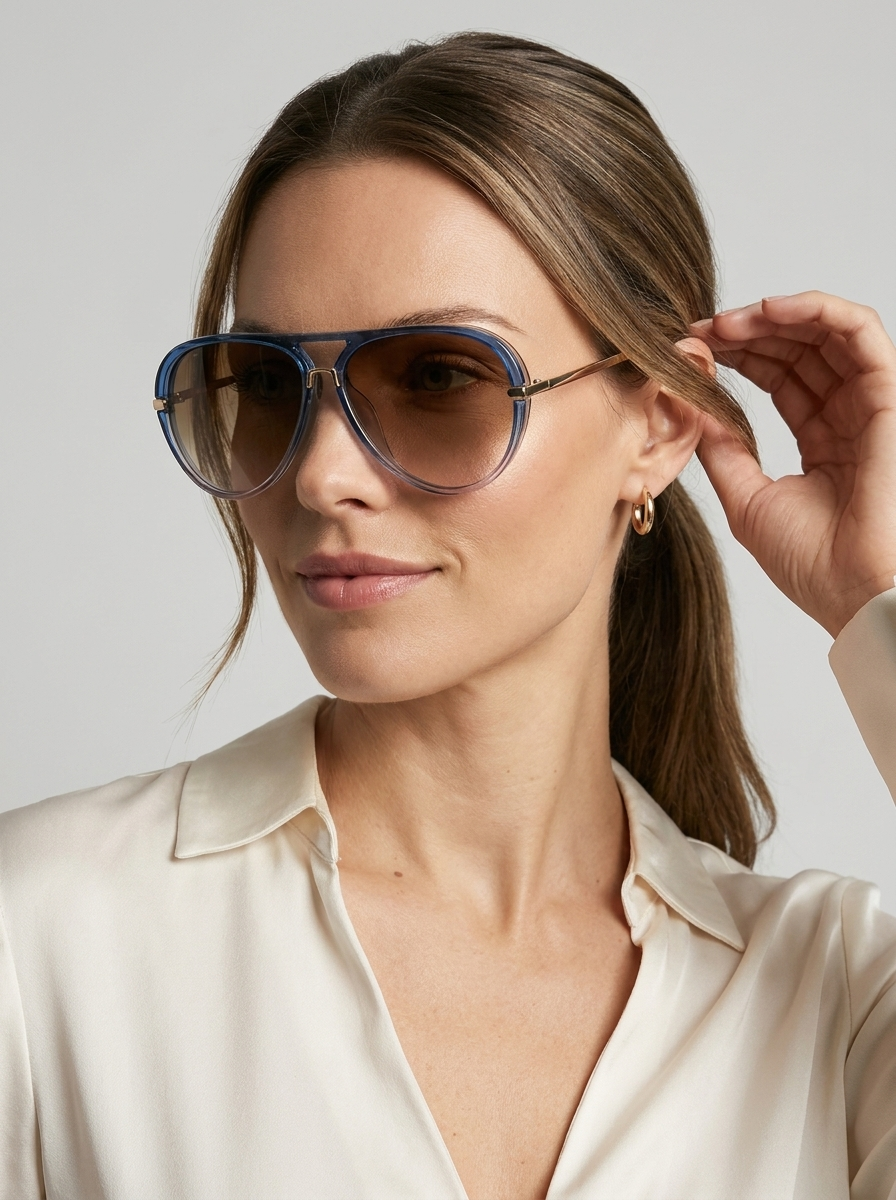 black Oversized Aviator Sunglasses