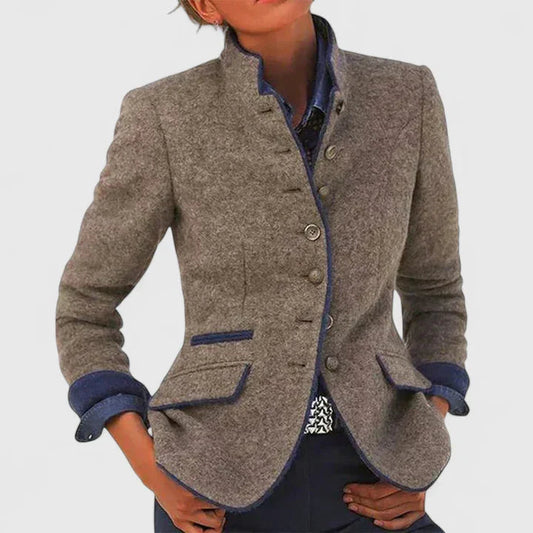 Brown Button-Front Longline Graceful Cardigan