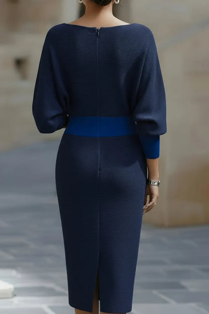 Women's Draped Batwing Midi Dress, Fall Everyday Style