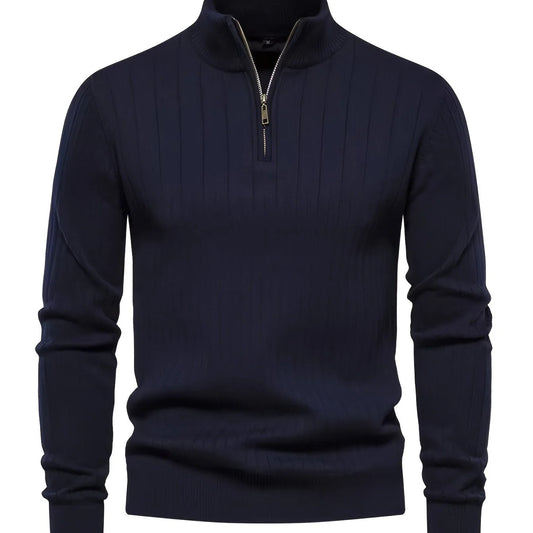 Men's Quarter-Zip Sweater, Stand Collar Knit Pullover