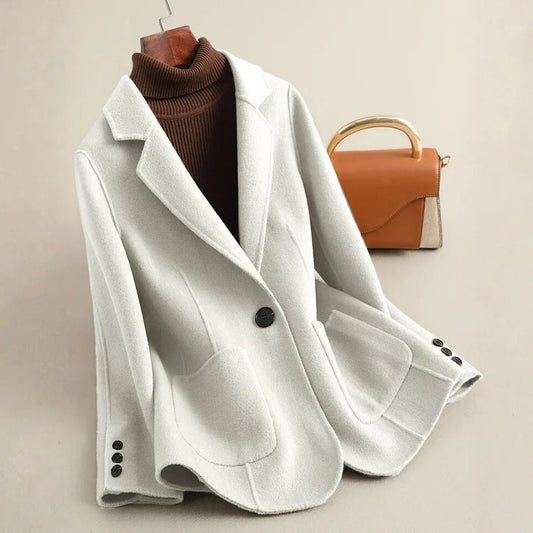Josephine wool blazer with notch lapel, front view