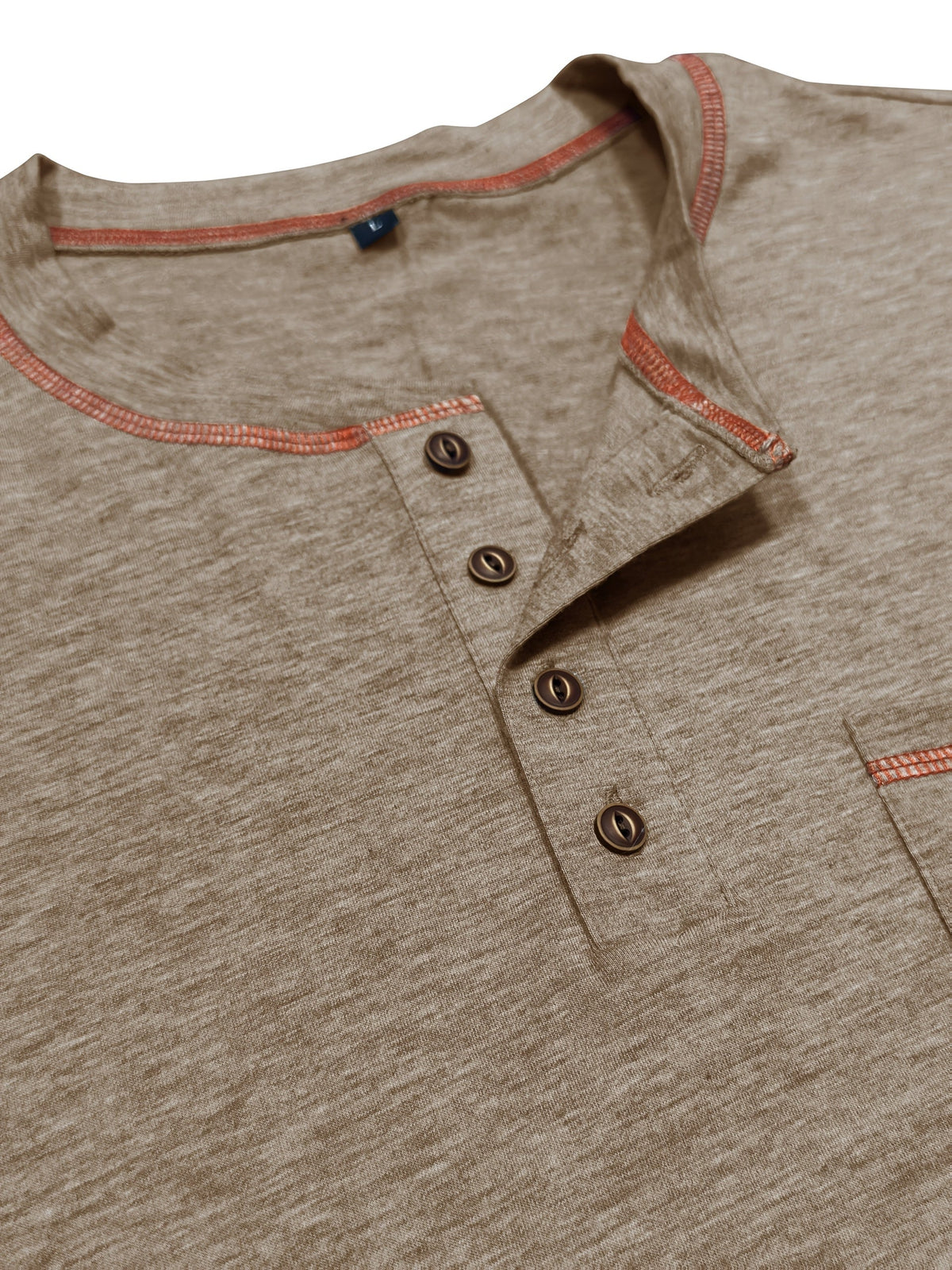 Men's Contrast-Stitch Henley with Chest Pocket – view 5