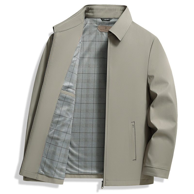 Khaki Notch-Lapel Tailored Chic Overcoat with Set-In Pockets