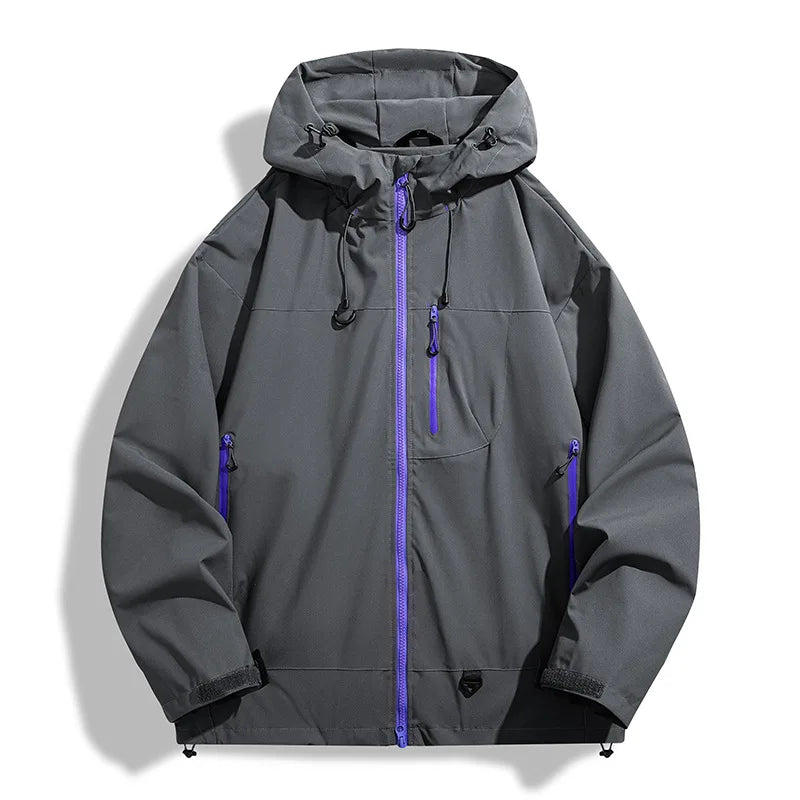 Brianna rain jacket worn, lifestyle shot