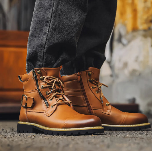 Jaxon full-grain leather boots, front view