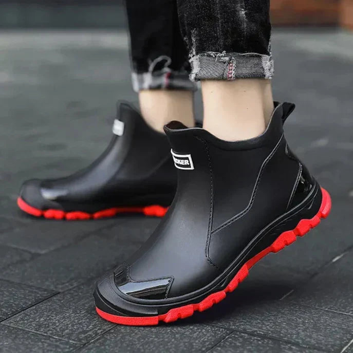 Waterproof slip-on ankle rain boots