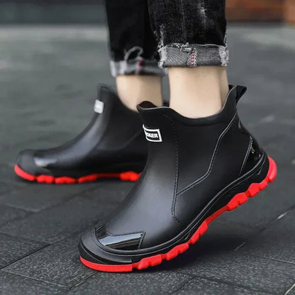 Waterproof slip-on ankle rain boots