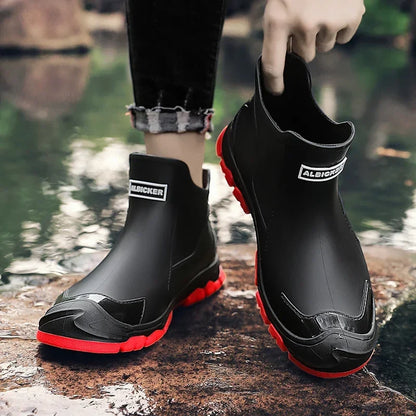 Waterproof slip-on ankle rain boots