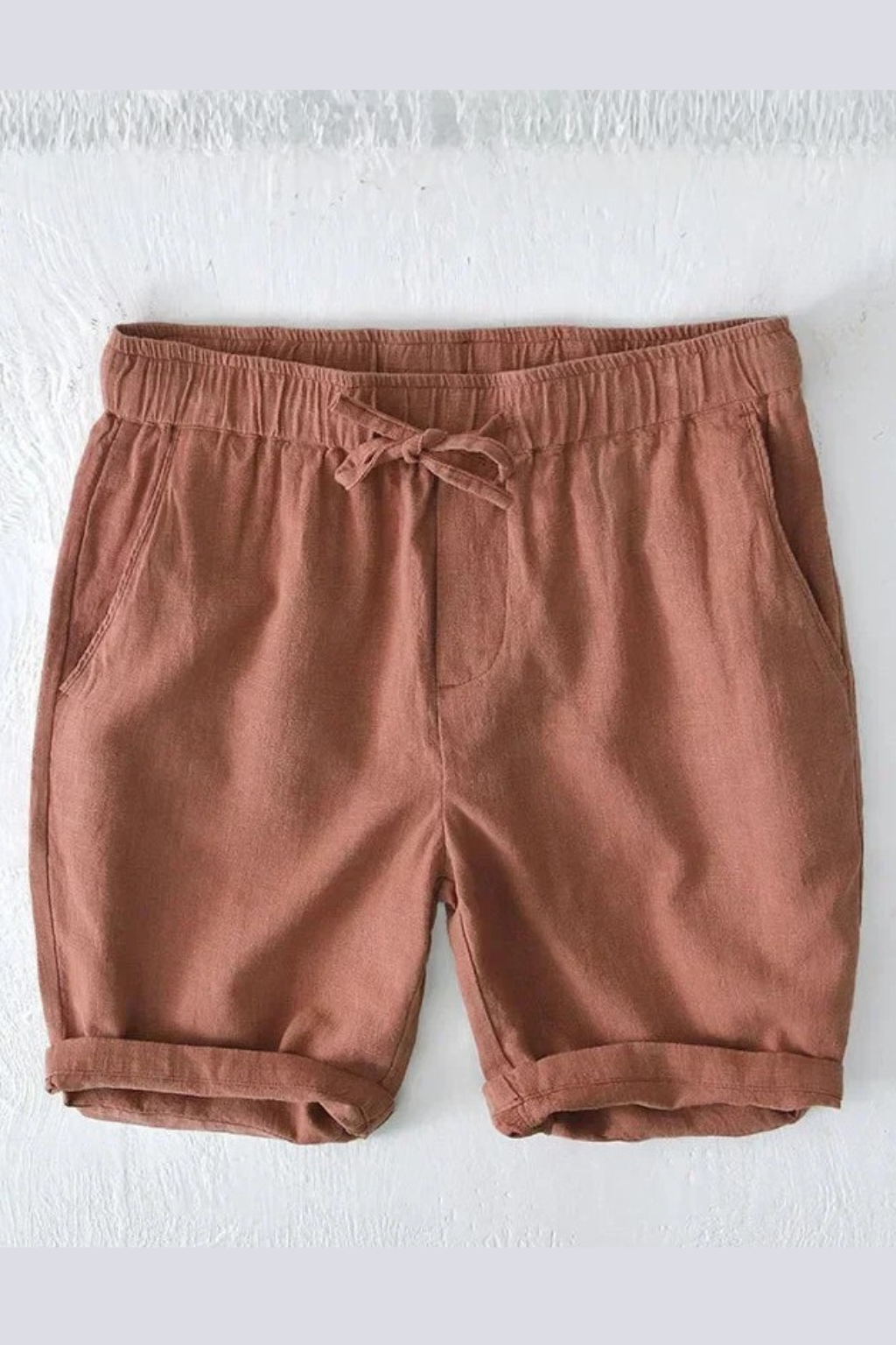 Men's orange drawstring waist casual shorts