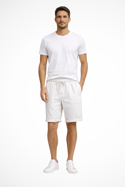 Men's khaki drawstring waist casual shorts