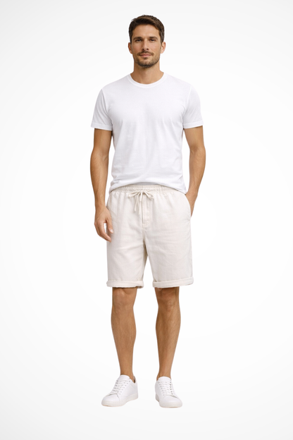 Men's orange drawstring waist casual shorts