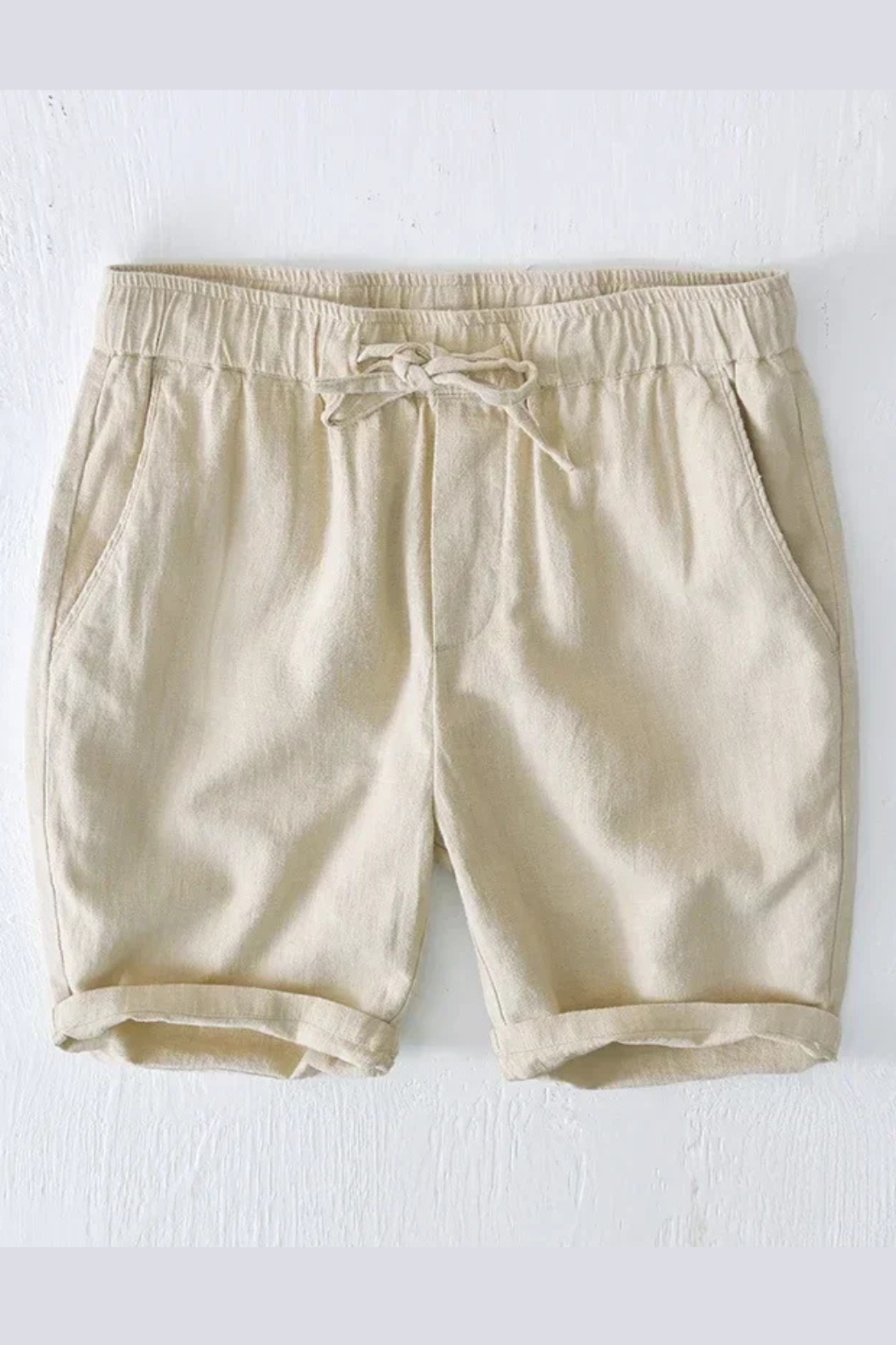 Men's orange drawstring waist casual shorts