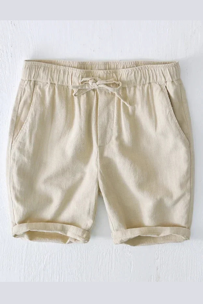Men's orange drawstring waist casual shorts