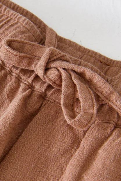 Men's orange drawstring waist casual shorts