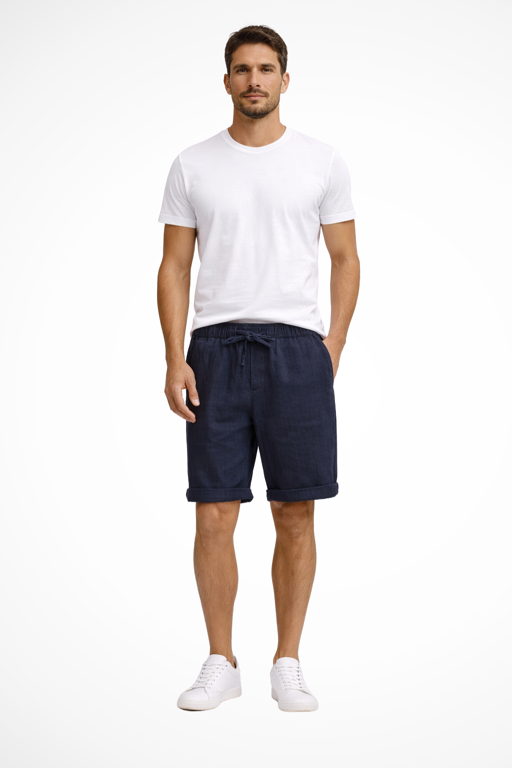 Men's khaki drawstring waist casual shorts
