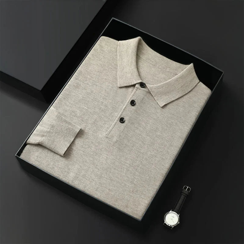 Men's merino wool polo shirt
