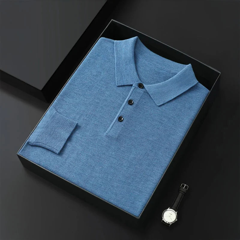 Men's merino wool polo shirt