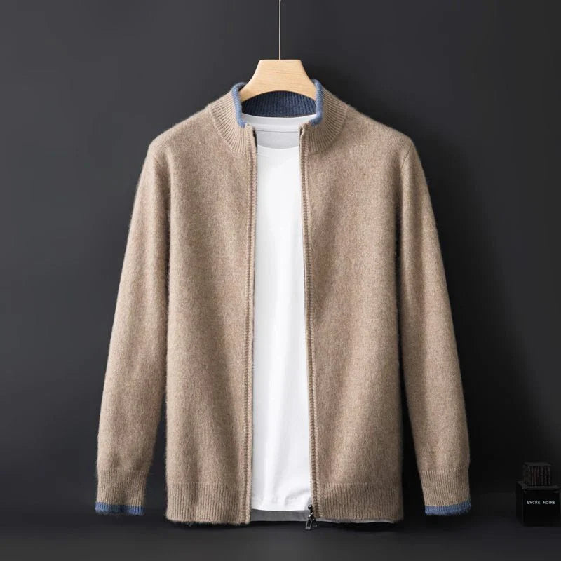 Men's cashmere zip up sweater jacket