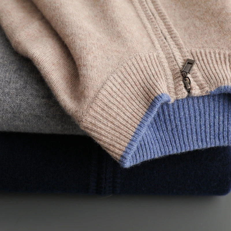 Men's cashmere zip up sweater jacket