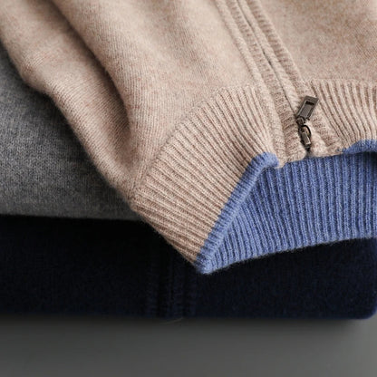 Men's cashmere zip up sweater jacket