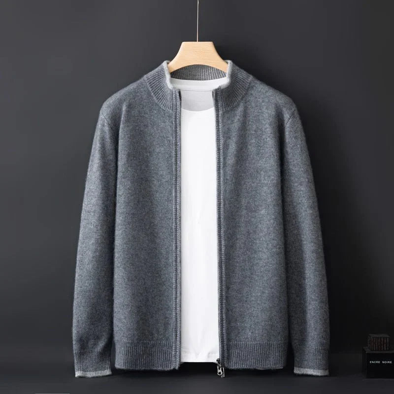 Men's cashmere zip up sweater jacket