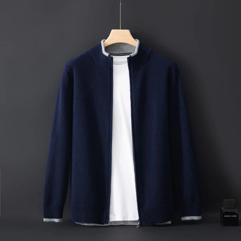 Men's cashmere zip up sweater jacket