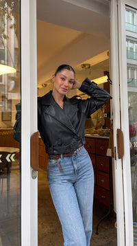 Camille | Cropped Faux Leather Trench Jacket, Bold Silhouette