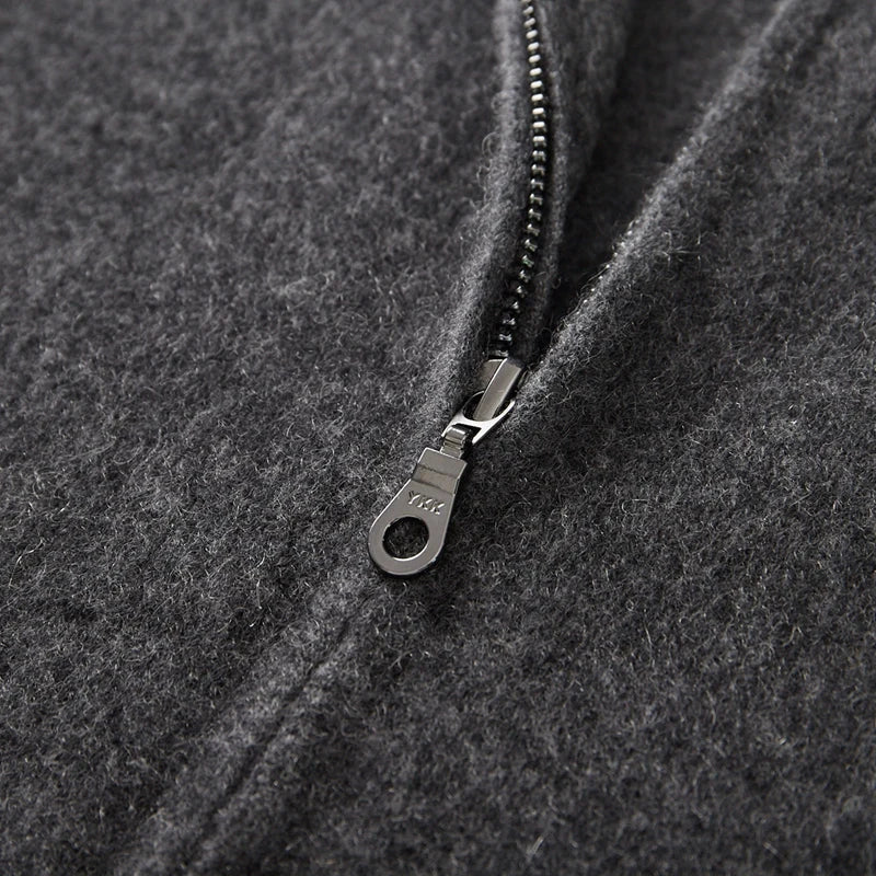 Men's cashmere half zip sweater with contrast sleeves