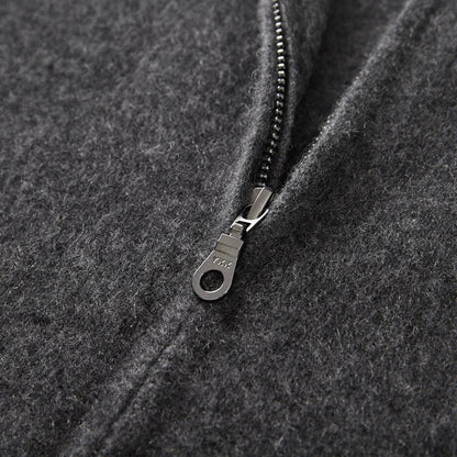 Men's cashmere half zip sweater with contrast sleeves