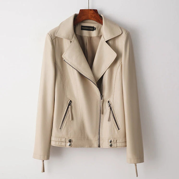Reagan structured leather jacket, front view
