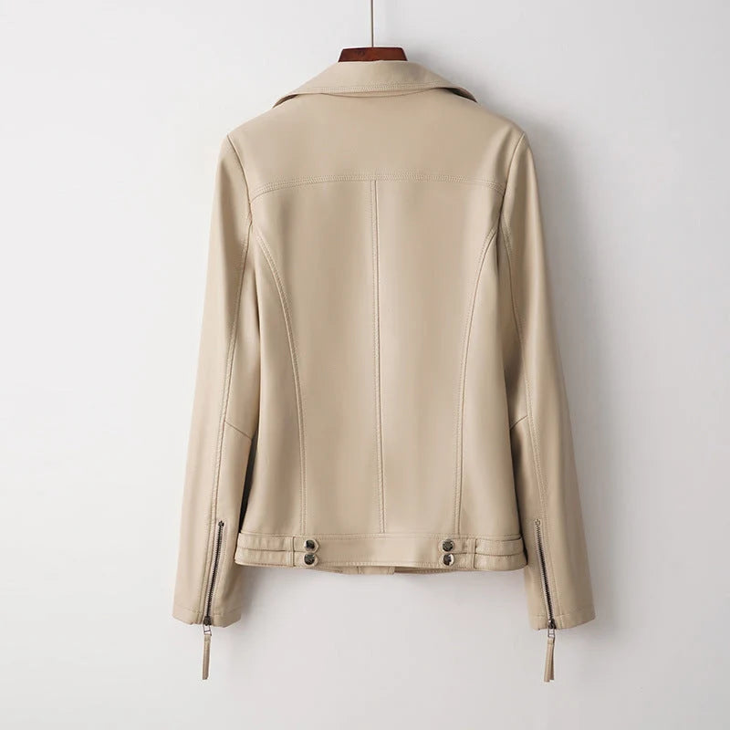 Reagan structured leather jacket worn, lifestyle shot