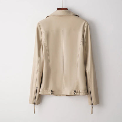 Reagan structured leather jacket worn, lifestyle shot