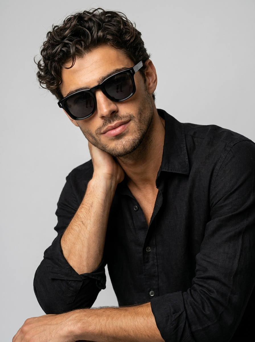 black Square Acetate Sunglasses