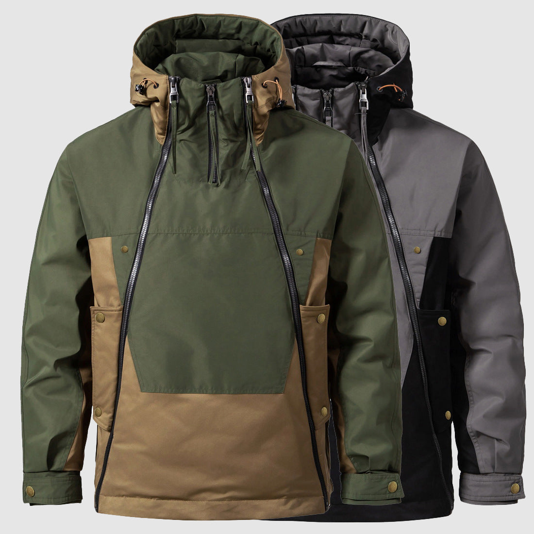 Men's green waterproof windproof duck down puffer jacket